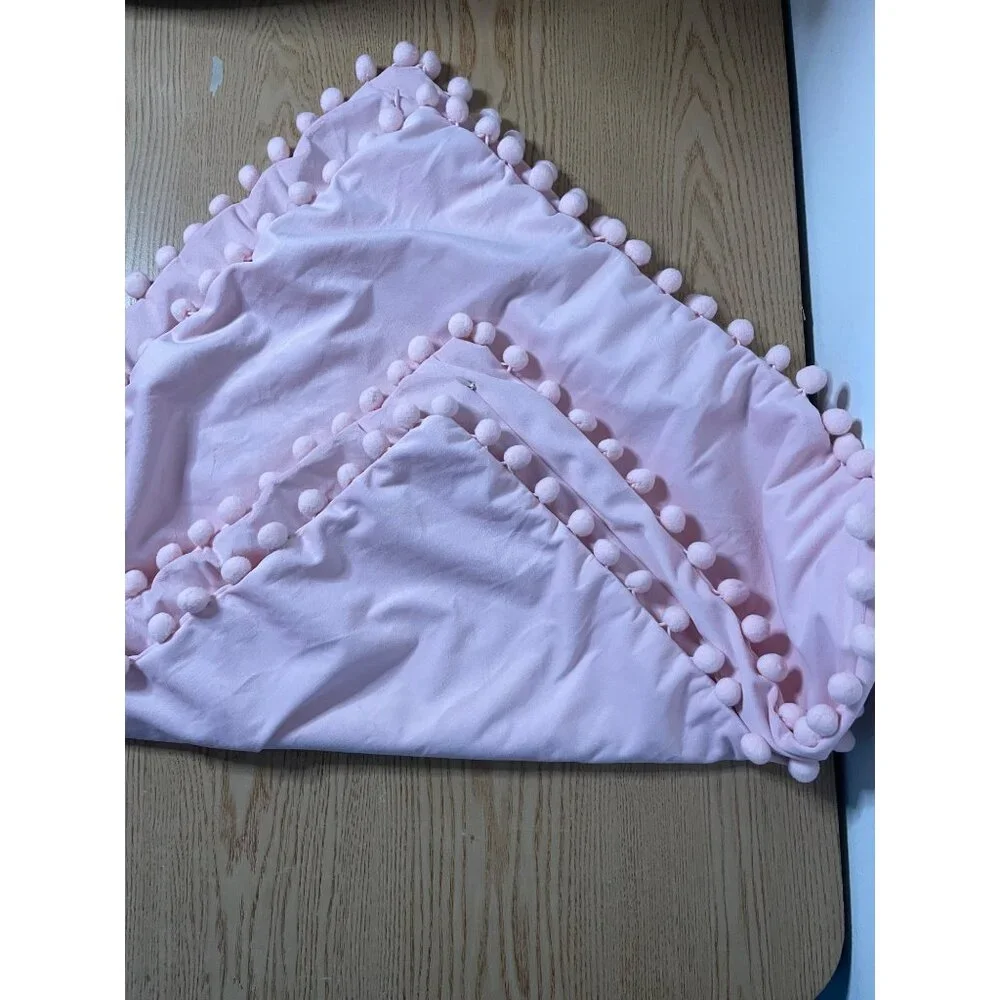 New Bundle of 2 Velvety Feel Pillow Cushion Covers with Tassels Lt Pink 22